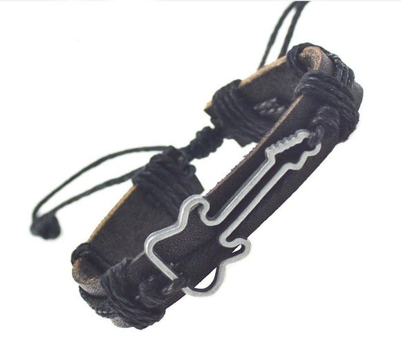 Wristband fashion jewelry ornament black leather black string bracelet