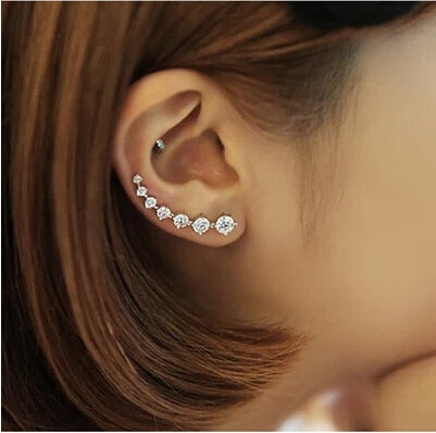 Earrings  High Quality Super Shiny Zircon 925 Sterling Silver Stud