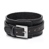 WRISTBAND  Punk Genuine Leather Bracelet Men Vintage Wide Cuff Bangles Adjustable Buckle