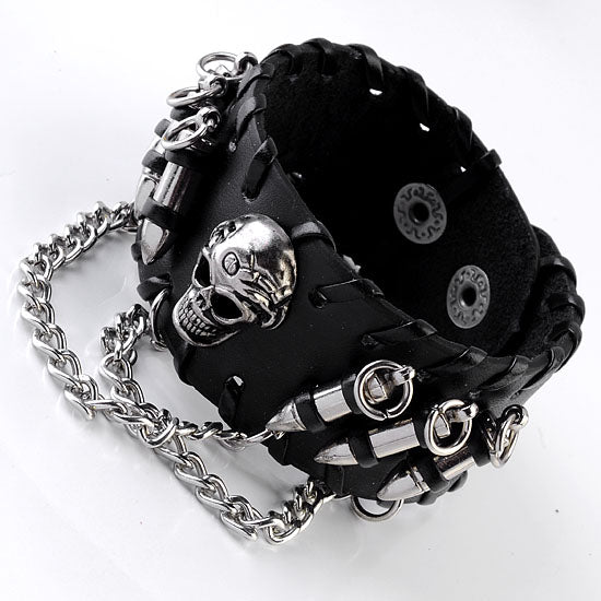 Wristband Ayliss Men's Black PU Leather Bullet