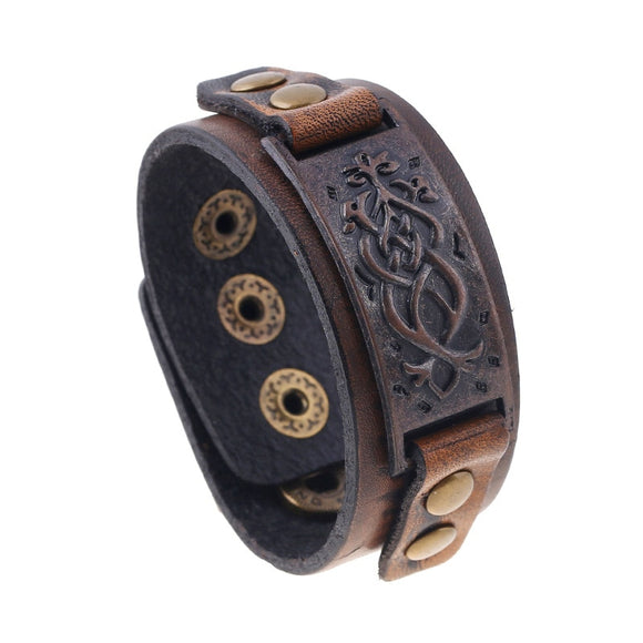 WRISTBAND Cow Leather Bracelets Biker Jewelry  Bracelet Retro Brown Wristband