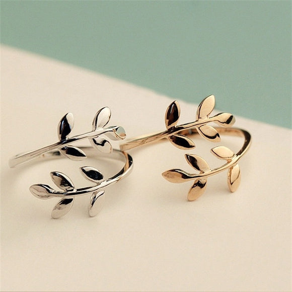 Rings Charms Two colors Olive Tree Branch Leaves Open