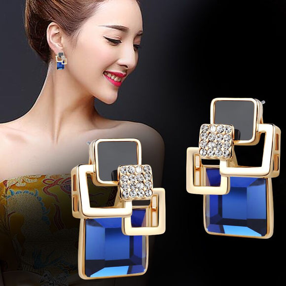 Earrings Hot Fashion Brincos Vintage Long Square Crystal