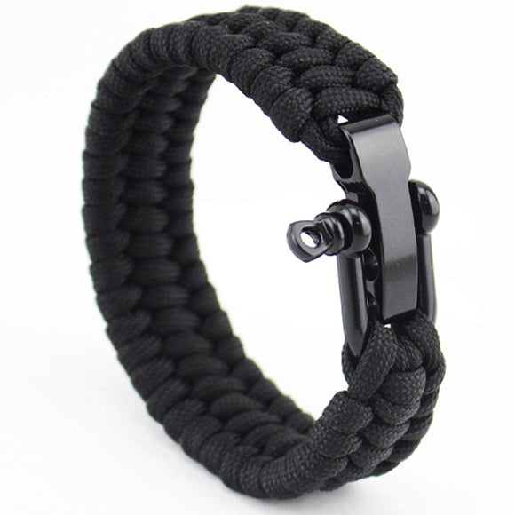 Wristband New Arrival Mens Stainless Steel Anchor Shackles Black Leather Bracelet Surf Nautical Sailor