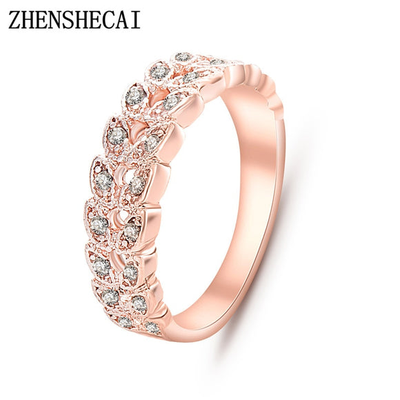 Rings Top Quality Gold Concise Classical CZ Crystal Wedding