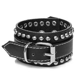 WRISTBAND  Punk Genuine Leather Bracelet Men Vintage Wide Cuff Bangles Adjustable Buckle