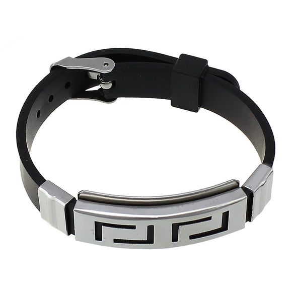 Wristband  Hot Sale Punk Rock Fashion Black Rubber Silicone