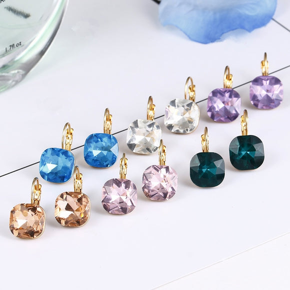 Earrings Fashion Gold Color Square Stud