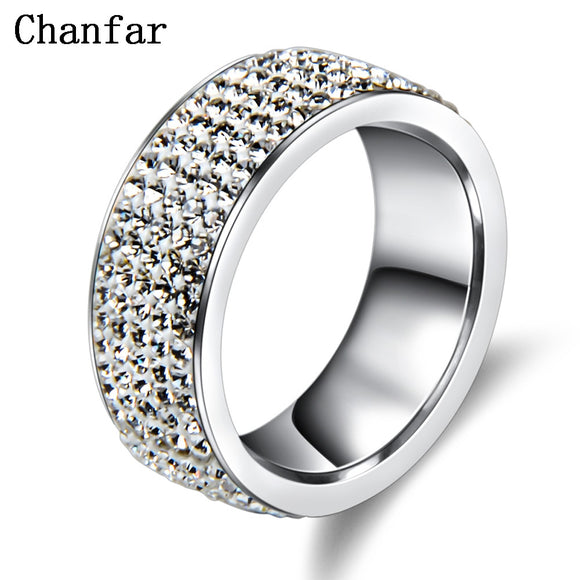 Rings  5 Rows Crystal Stainless Steel