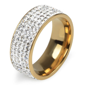 Rings  5 Rows Crystal Stainless Steel
