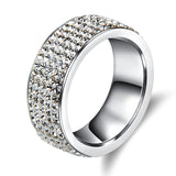 Rings  5 Rows Crystal Stainless Steel