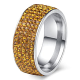 Rings  5 Rows Crystal Stainless Steel