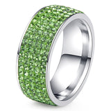 Rings  5 Rows Crystal Stainless Steel