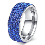 Rings  5 Rows Crystal Stainless Steel