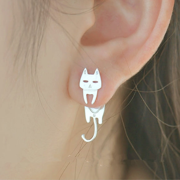 Earrings Prevent Allergy 100% 925 Sterling Silver Cat Fish Stud
