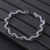 BANGLE  Blue Crystal Bracelet For Wedding Silver Bracelet