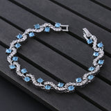 BANGLE  Blue Crystal Bracelet For Wedding Silver Bracelet