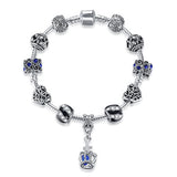 BANGLE 925 Enamel Silver Crystal Beads Charms Bracelet