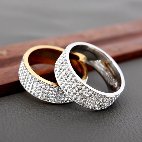 Rings  5 Row Lines Clear Crystal Wedding