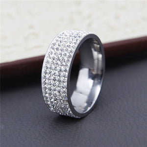 Rings  5 Row Lines Clear Crystal Wedding