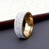 Rings  5 Row Lines Clear Crystal Wedding