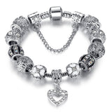 BANGLE Fashion Silver Heart Charms Bracelet