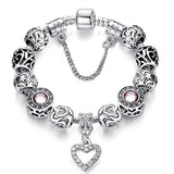 BANGLE Fashion Silver Heart Charms Bracelet