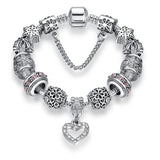 BANGLE Fashion Silver Heart Charms Bracelet