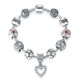 BANGLE Fashion Silver Heart Charms Bracelet