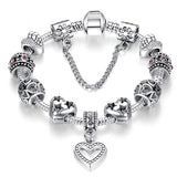 BANGLE Fashion Silver Heart Charms Bracelet