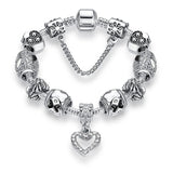 BANGLE Fashion Silver Heart Charms Bracelet