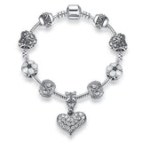 BANGLE Fashion Silver Heart Charms Bracelet