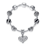 BANGLE Fashion Silver Heart Charms Bracelet