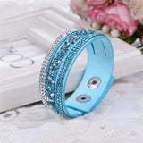 WRISTBAND New Fashion Leather Wrap Wristband Cuff Punk Crystal Rhinestone Bracelet Bangle