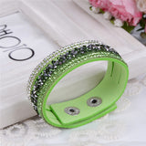 WRISTBAND New Fashion Leather Wrap Wristband Cuff Punk Crystal Rhinestone Bracelet Bangle