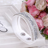 WRISTBAND New Fashion Leather Wrap Wristband Cuff Punk Crystal Rhinestone Bracelet Bangle