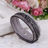 WRISTBAND New Fashion Leather Wrap Wristband Cuff Punk Crystal Rhinestone Bracelet Bangle