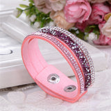WRISTBAND New Fashion Leather Wrap Wristband Cuff Punk Crystal Rhinestone Bracelet Bangle
