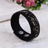 WRISTBAND New Fashion Leather Wrap Wristband Cuff Punk Crystal Rhinestone Bracelet Bangle