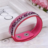 WRISTBAND New Fashion Leather Wrap Wristband Cuff Punk Crystal Rhinestone Bracelet Bangle