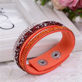 WRISTBAND New Fashion Leather Wrap Wristband Cuff Punk Crystal Rhinestone Bracelet Bangle