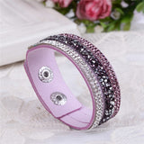 WRISTBAND New Fashion Leather Wrap Wristband Cuff Punk Crystal Rhinestone Bracelet Bangle