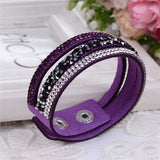 WRISTBAND New Fashion Leather Wrap Wristband Cuff Punk Crystal Rhinestone Bracelet Bangle