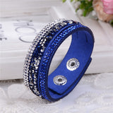 WRISTBAND New Fashion Leather Wrap Wristband Cuff Punk Crystal Rhinestone Bracelet Bangle