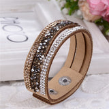 WRISTBAND New Fashion Leather Wrap Wristband Cuff Punk Crystal Rhinestone Bracelet Bangle