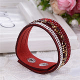 WRISTBAND New Fashion Leather Wrap Wristband Cuff Punk Crystal Rhinestone Bracelet Bangle