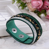 WRISTBAND New Fashion Leather Wrap Wristband Cuff Punk Crystal Rhinestone Bracelet Bangle