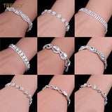 BANGLE  Crystal Bracelets For Women Silver Plated Rhinestone Charm Bracelets