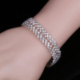 BANGLE  Crystal Bracelets For Women Silver Plated Rhinestone Charm Bracelets