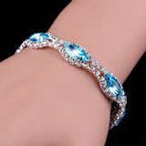 BANGLE  Crystal Bracelets For Women Silver Plated Rhinestone Charm Bracelets